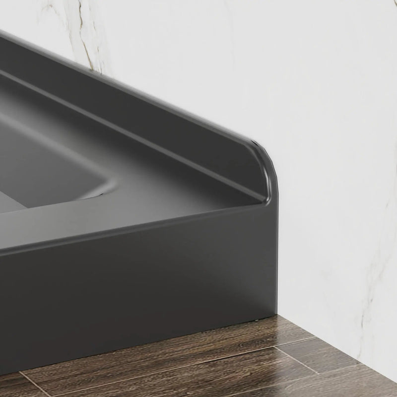 Shower Base, Anti Slip Center Drain Double Threshold - Black by HouseOfZazla