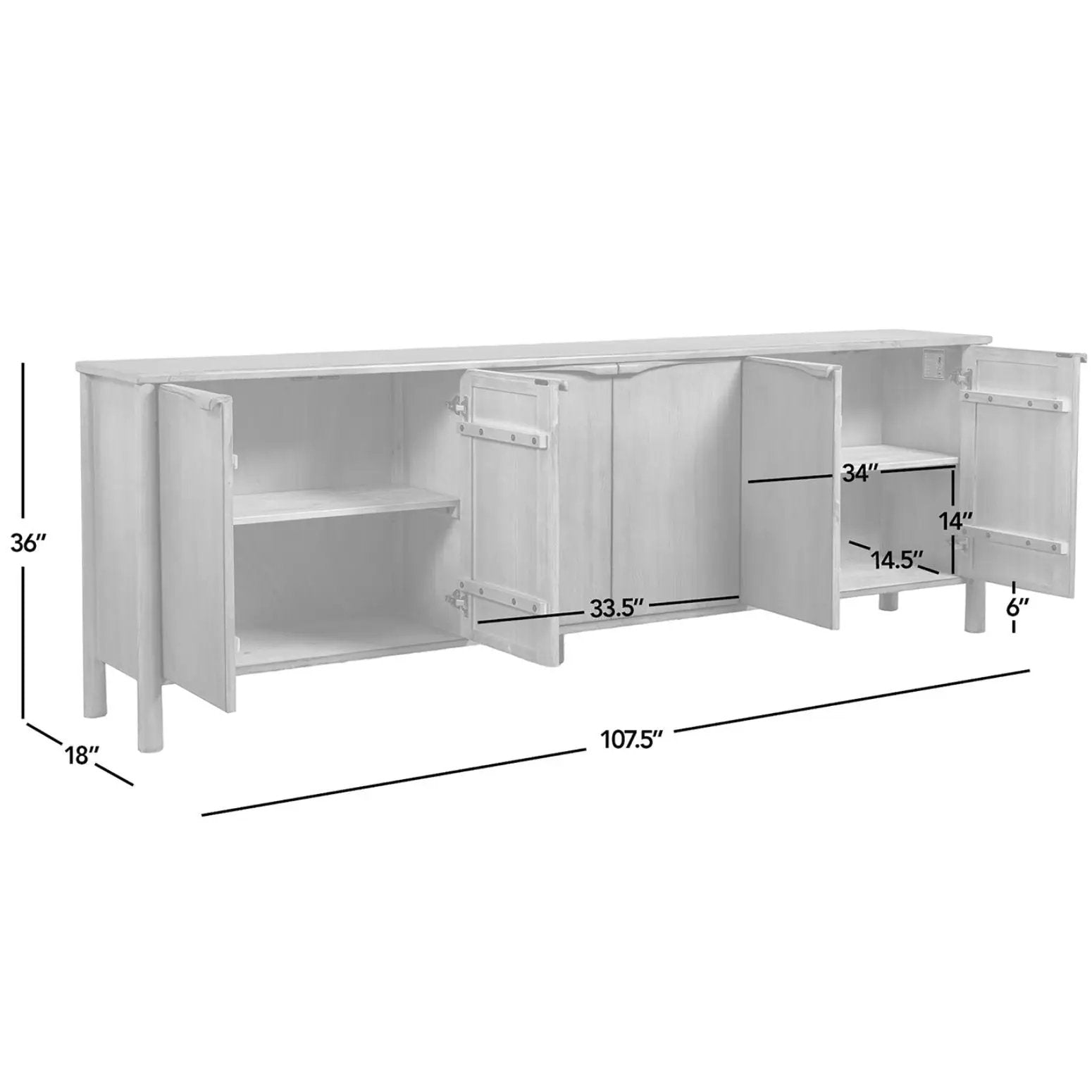 Nolan - 6 Door Sideboard - Brown by HouseOfZazla