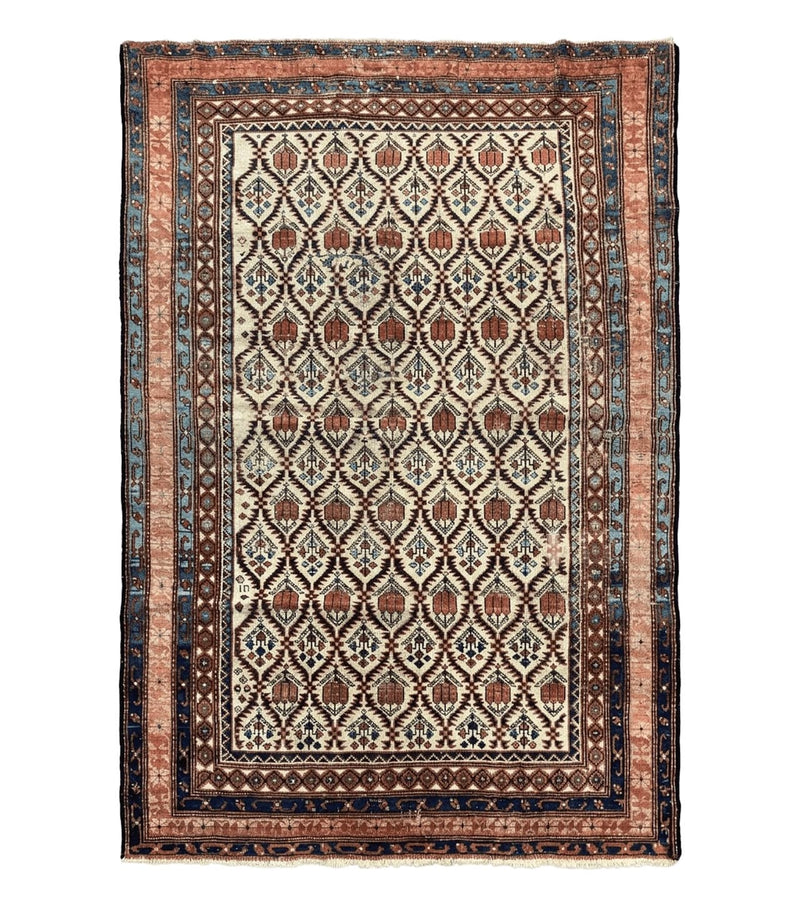Antique Caucasian Rug 4x6, Hand Knotted Wool Carpet, Shirvan Rug by Jewel Rugs