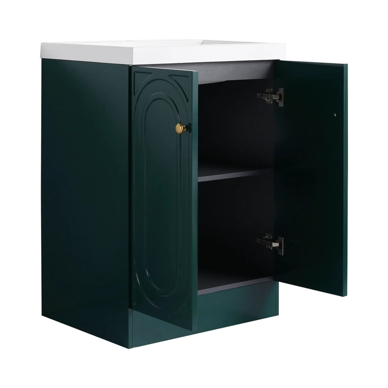 Contemporary Freestanding Bathroom Vanity With Resin Sink & Soft-Close Cabinet Doors by HouseOfZazla