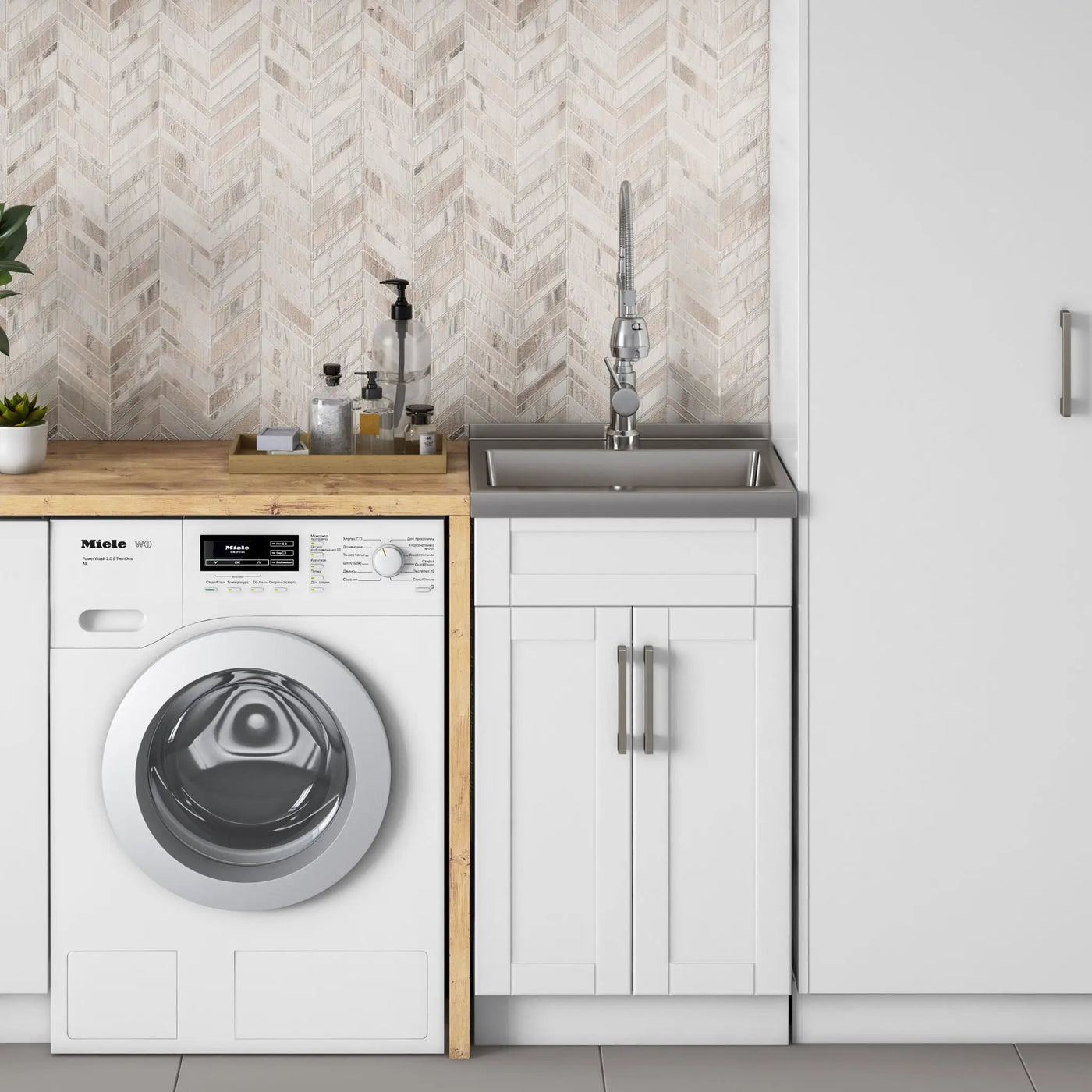 Hennessy - Deluxe Laundry Cabinet With Faucet And Stainless Steel Sink by HouseOfZazla