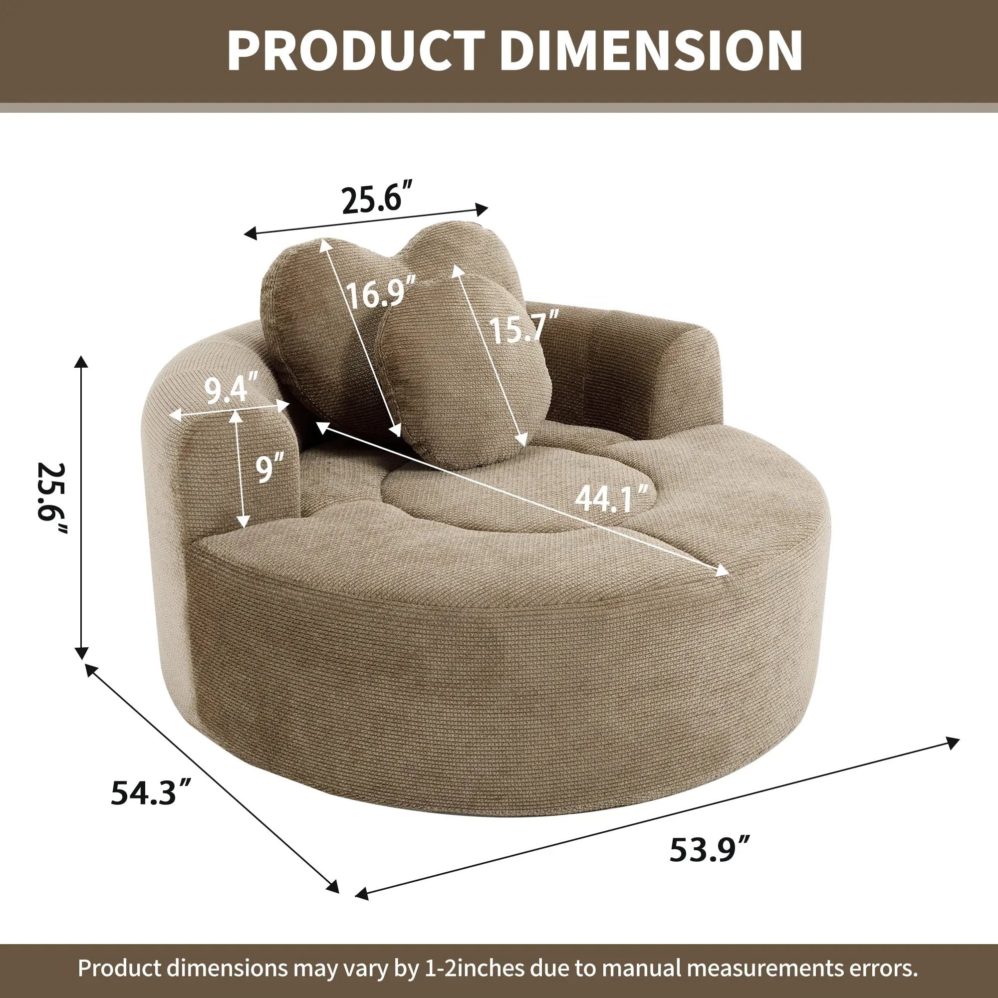 Round Sofa Bed with Memory Foam Sectional Couch for Living Room by HouseOfZazla