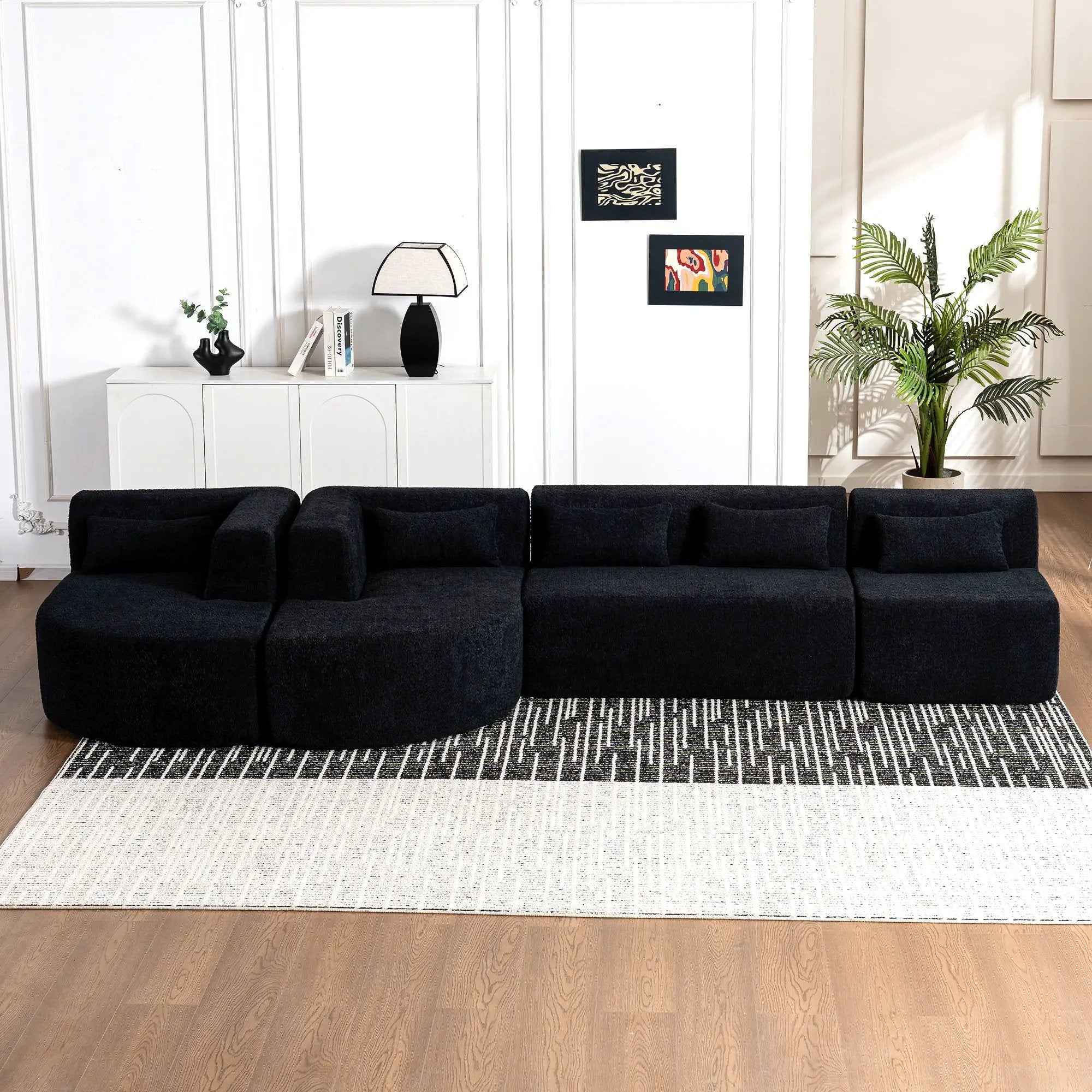 Upholstered Sofa Free Combined Sofa Couch With 2 Chaise Lounge And Five Back Pillows For Living Room by HouseOfZazla