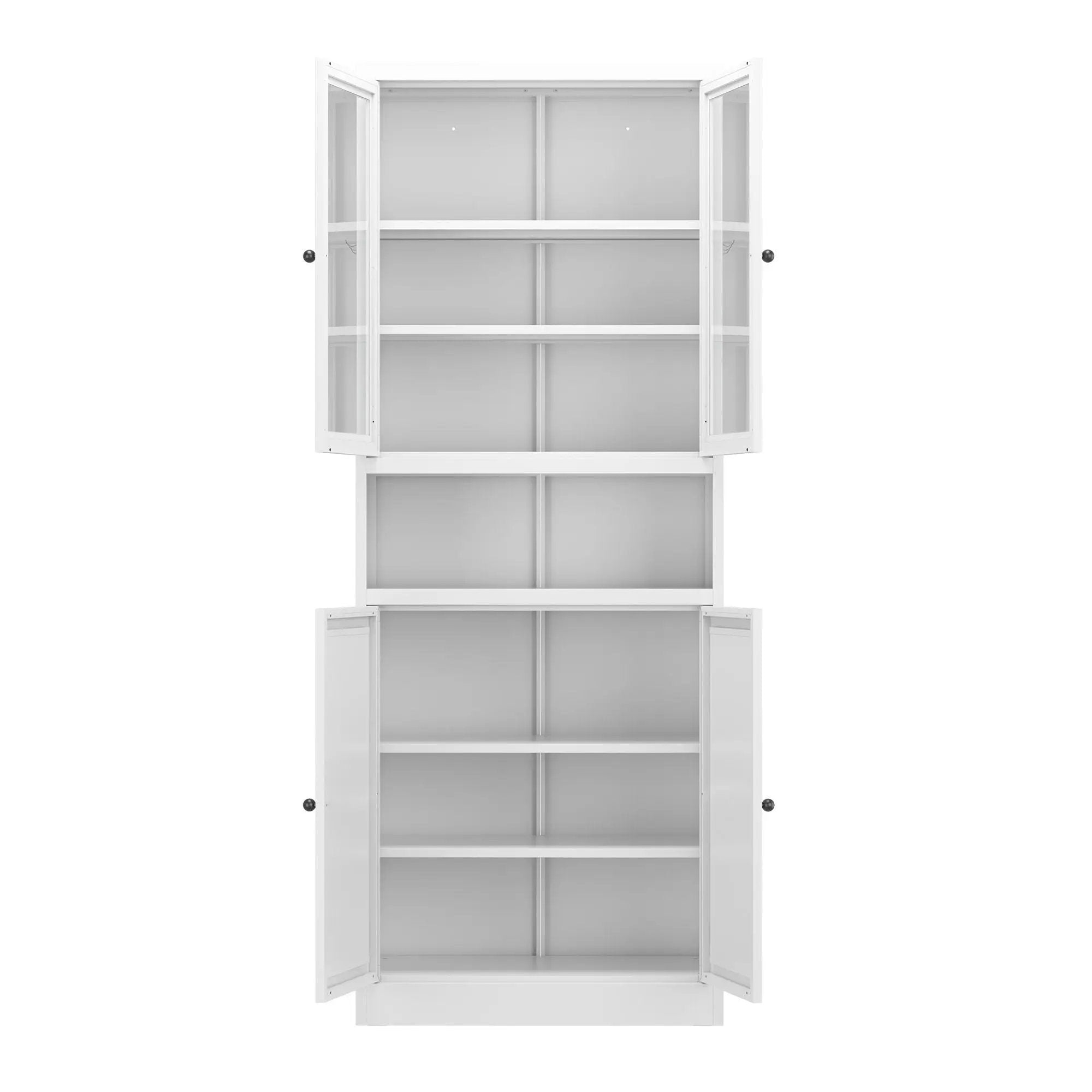 Kitchen Pantry Cabinet Tall Storage With Adjustable Shelves, Heavy Duty Stainless Steel Frame - White by HouseOfZazla