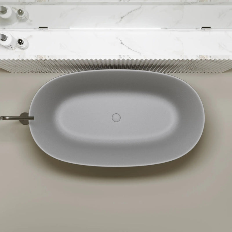 51'' Freestanding Bathtub Resin Stone Soaking Bathtub by HouseOfZazla