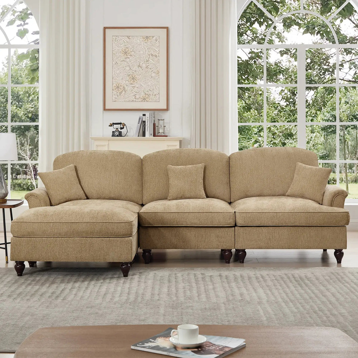 Mid Century Three Seater Modular L Shaped Sectional Couch, photo 5 of 10