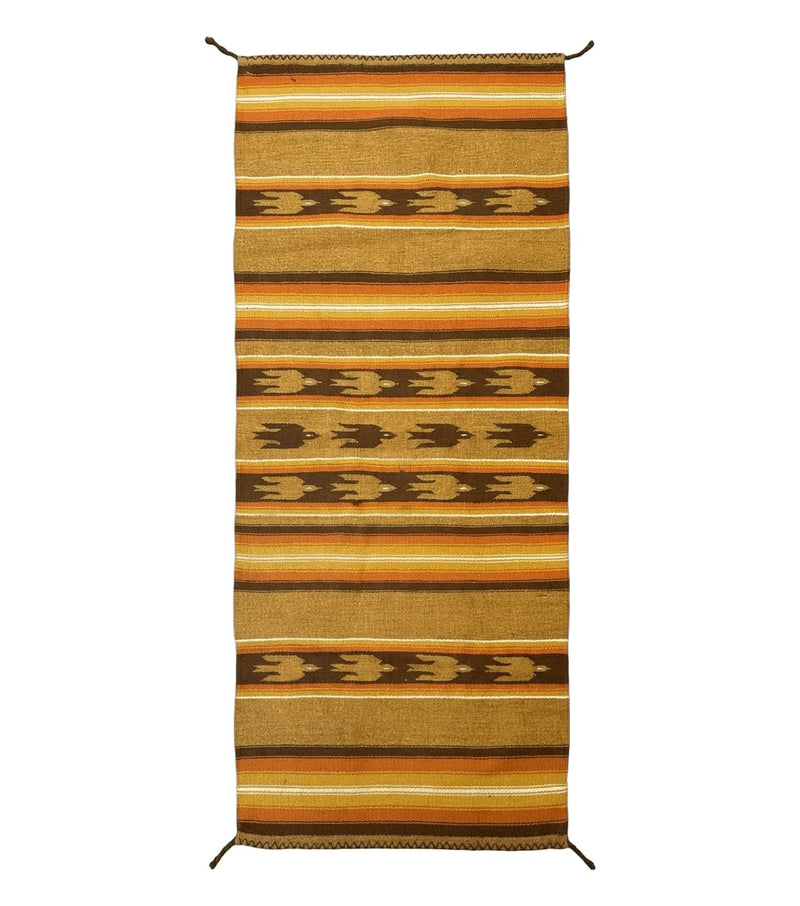 South American Rug Blanket 2.7 x 5.6, Wool, Handmade, Navajo Design, Orange Brown by Jewel Rugs