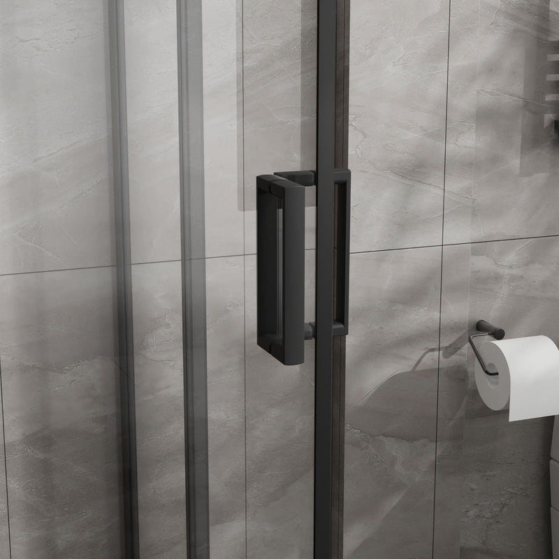 Corner Shower Enclosure, Sliding Door - Matte Black by HouseOfZazla