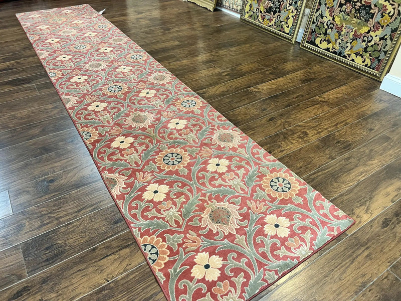 Runner Rug 3 x 14.7, Long Hallway Rug, Wool, Power Loomed, Contemporary, Floral by Jewel Rugs