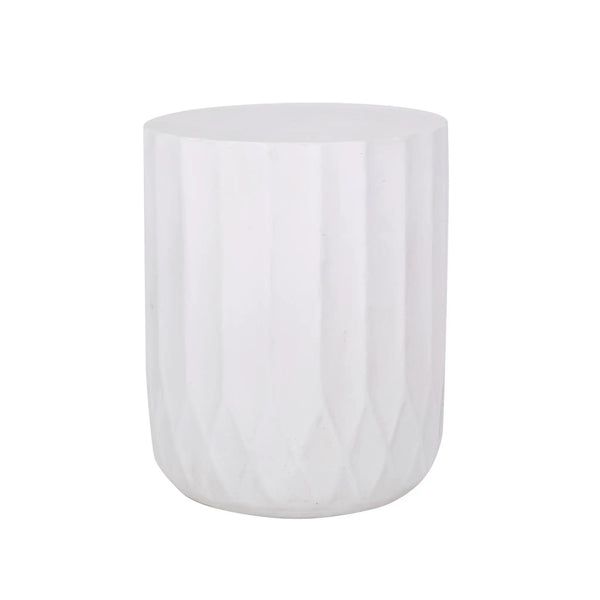 Outdoor End Table With Scallop Edge - Antique White