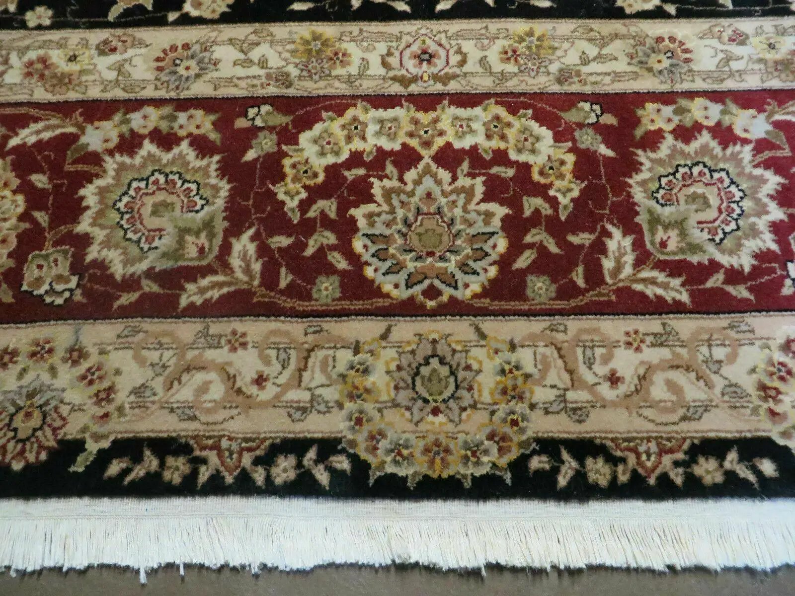 9' X 12' Vintage Handmade Fine Chinese Oriental Floral Wool Rug Silk Black by Jewel Rugs