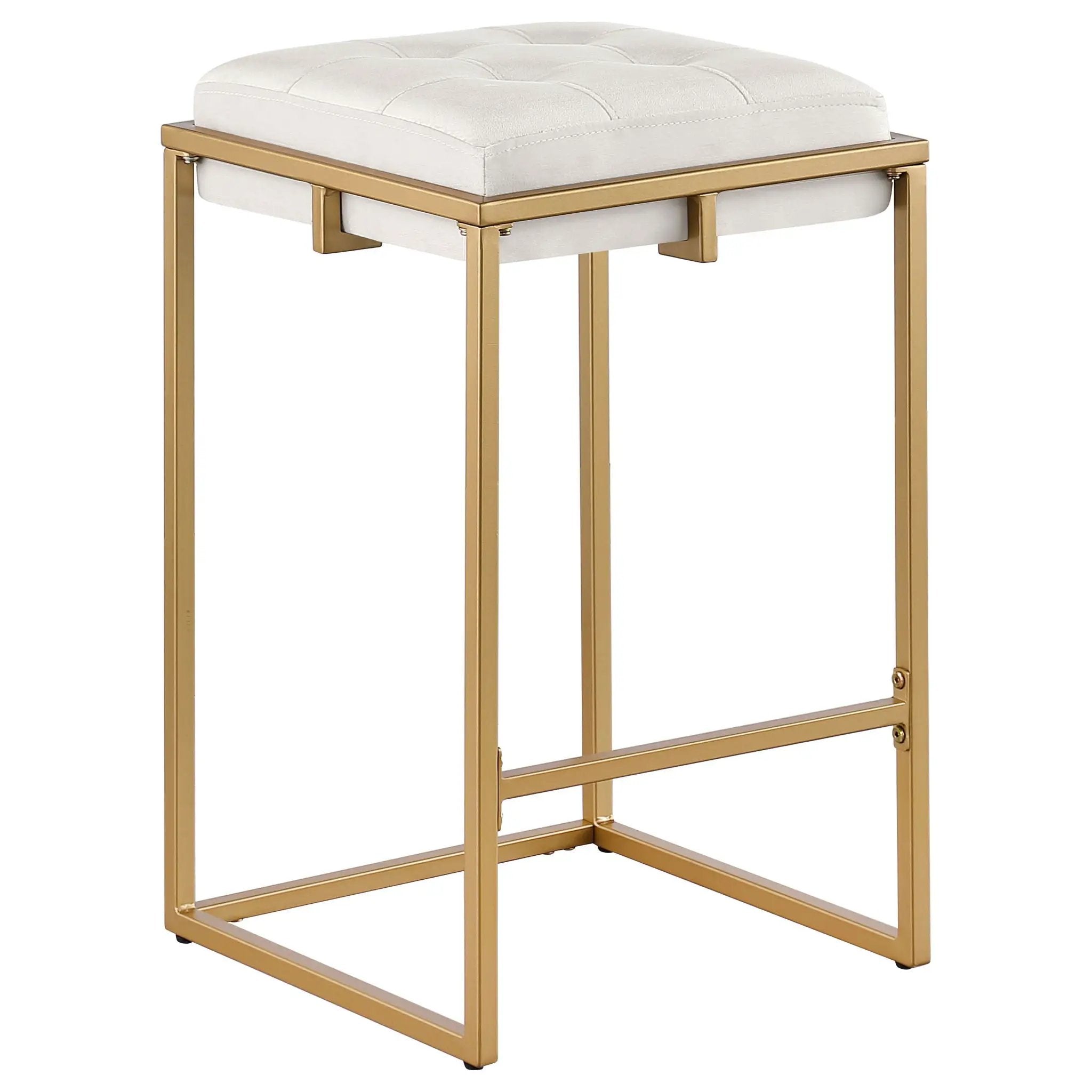 Square Counter Height Stools (Set of 2) - Beige / Gold by HouseOfZazla