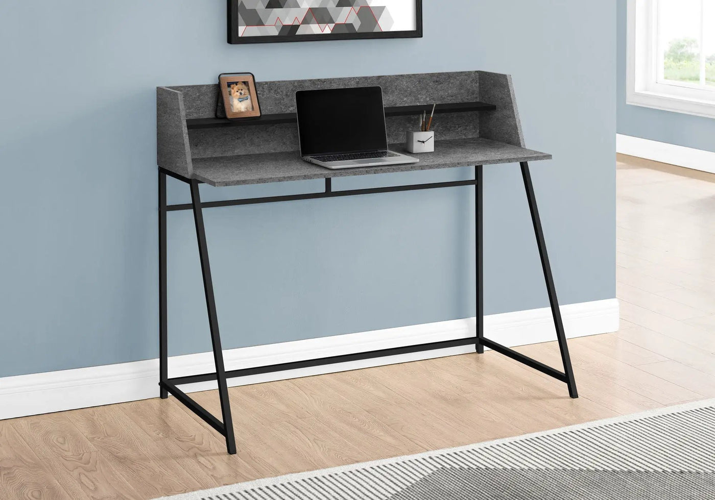 Computer Desk for Home Office with Marble Look and Storage Shelves by HouseOfZazla
