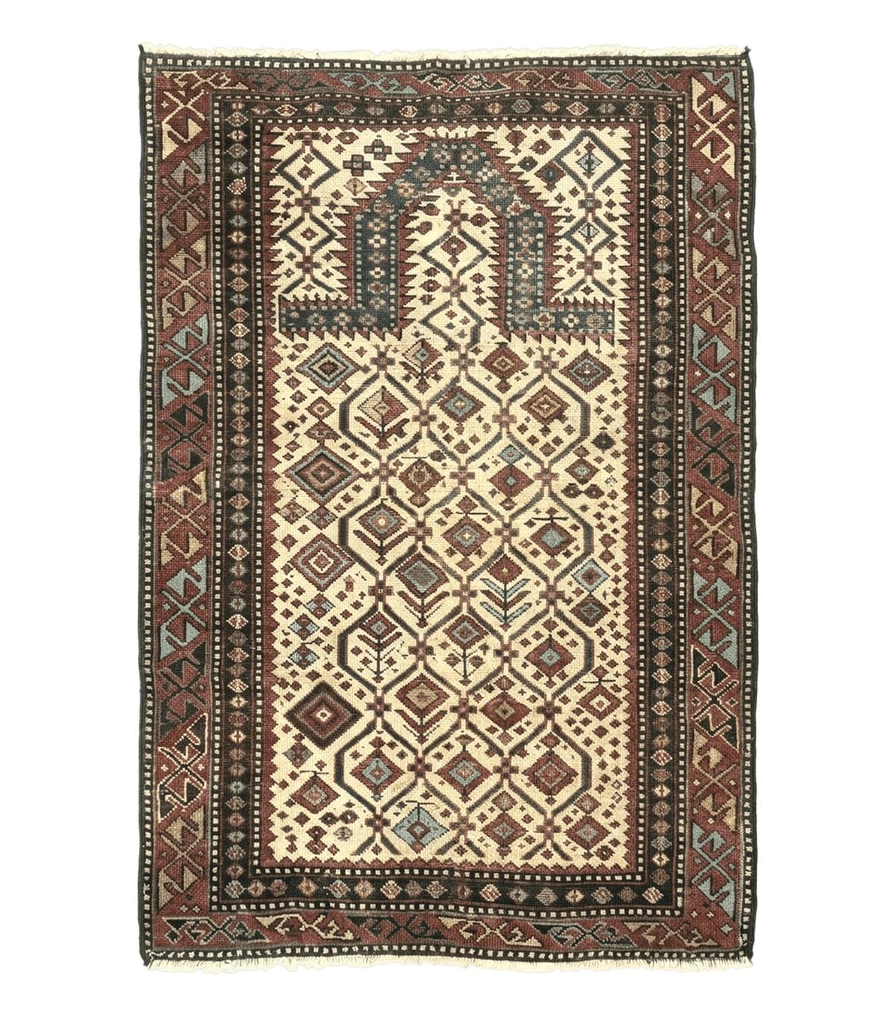 Antique Caucasian Shirvan Rug 3x5, Dagestan Prayer Rug, Collectible, Early 20th Century Rug by Jewel Rugs