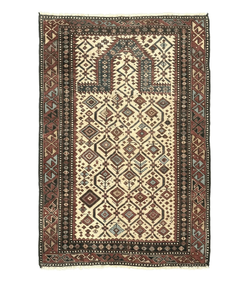 Antique Caucasian Shirvan Rug 3x5, Dagestan Prayer Rug, Collectible, Early 20th Century Rug by Jewel Rugs