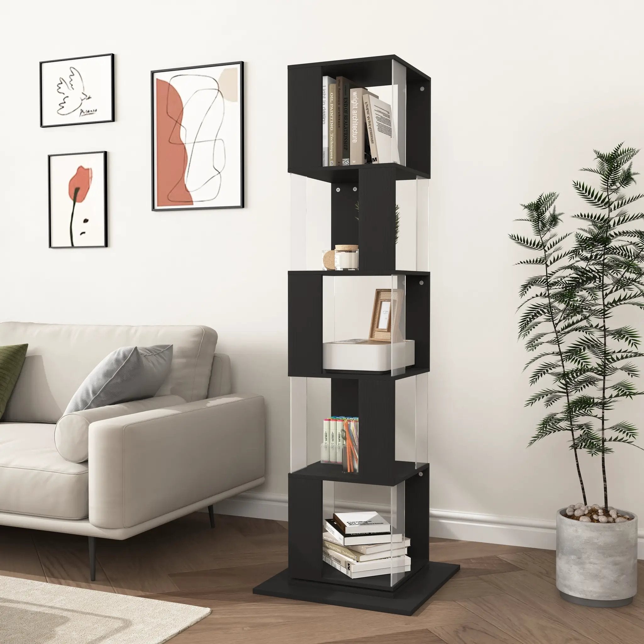 360° Rotating Bookshelf with Acrylic Plate by HouseOfZazla