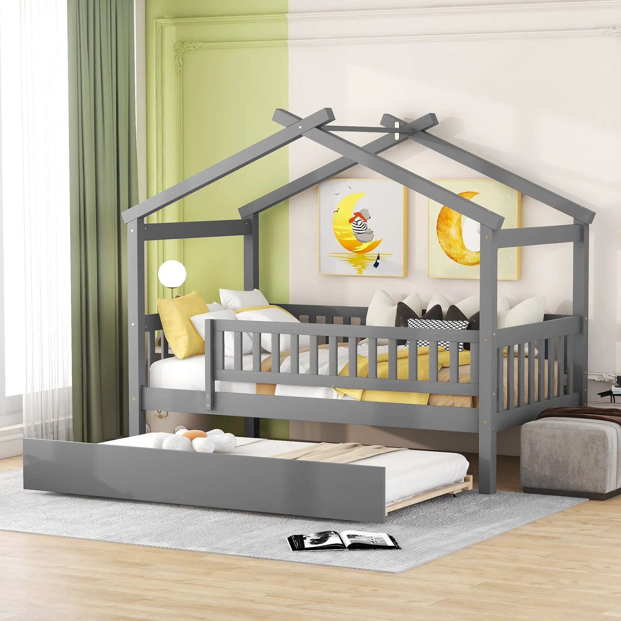 Creativity House Bed With Twin Size Trundle by Unique Piece Furniture