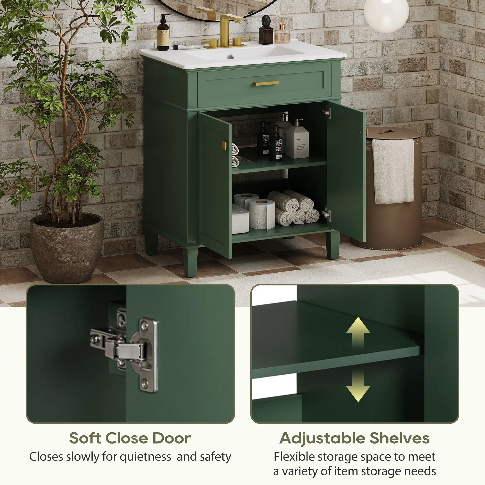 Bathroom Vanity With Ceramic Basin, Soft Close Door And Adjustable Shelves by Unique Piece Furniture