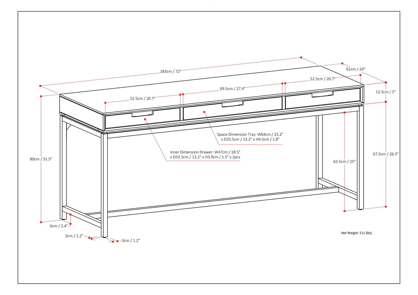 Banting - Mid Century Wide Desk, Handcrafted by HouseOfZazla