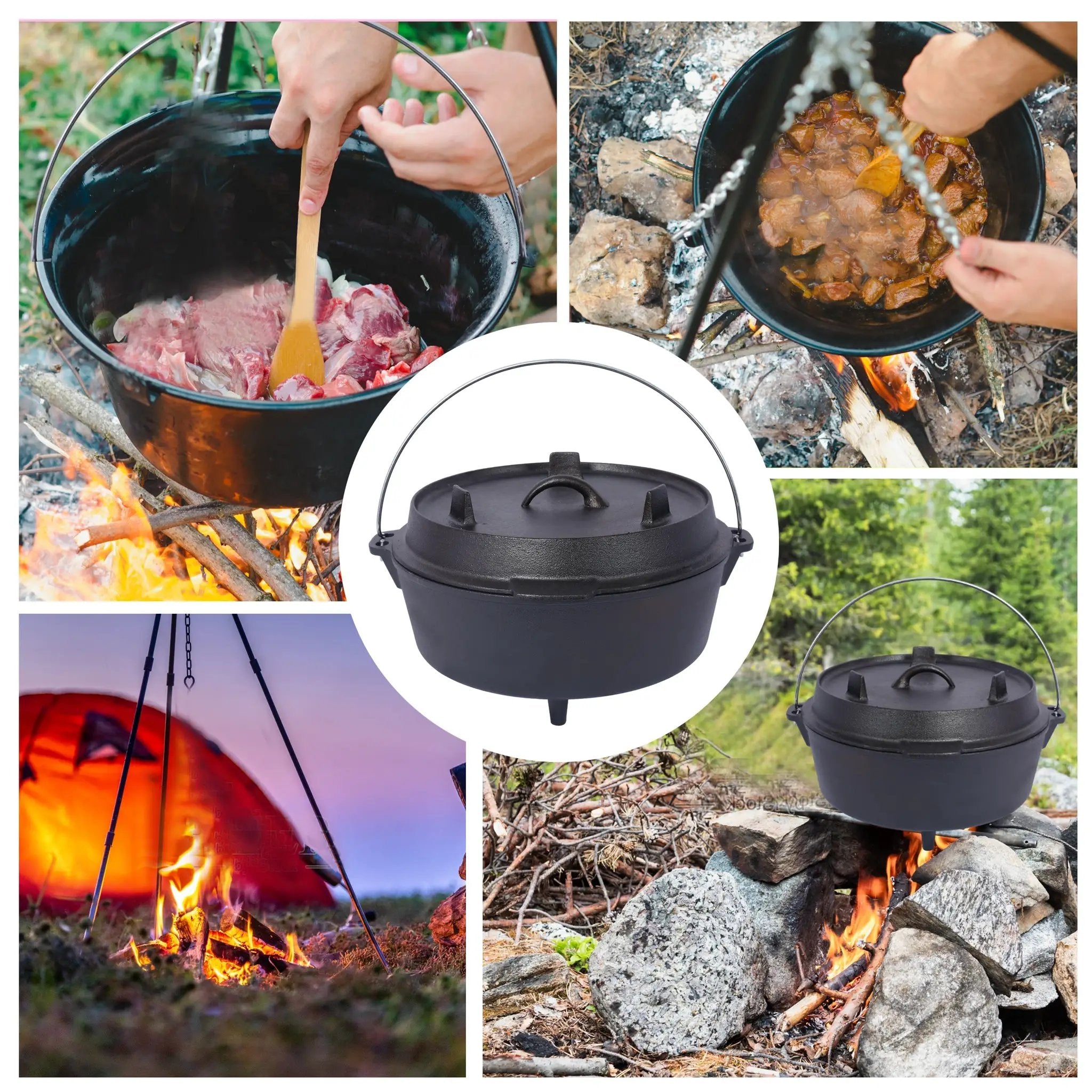 Pre-Seasoned Cast Iron Dutch Oven With Skillet Lid by HouseOfZazla