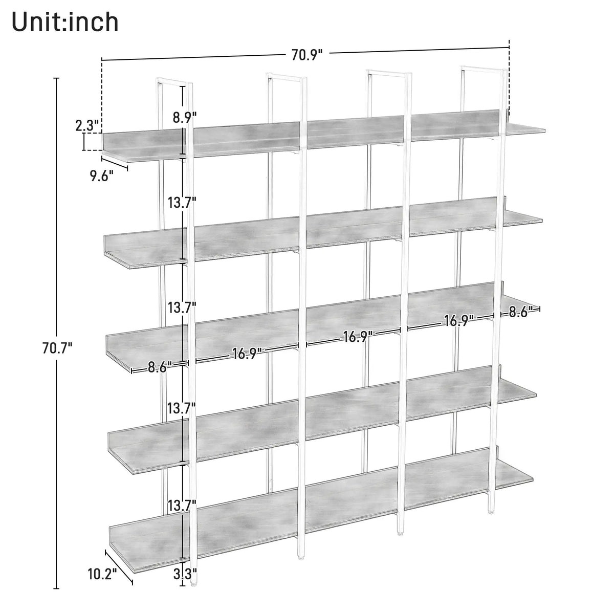 5 Tier Vintage Industrial Style Bookshelf by HouseOfZazla