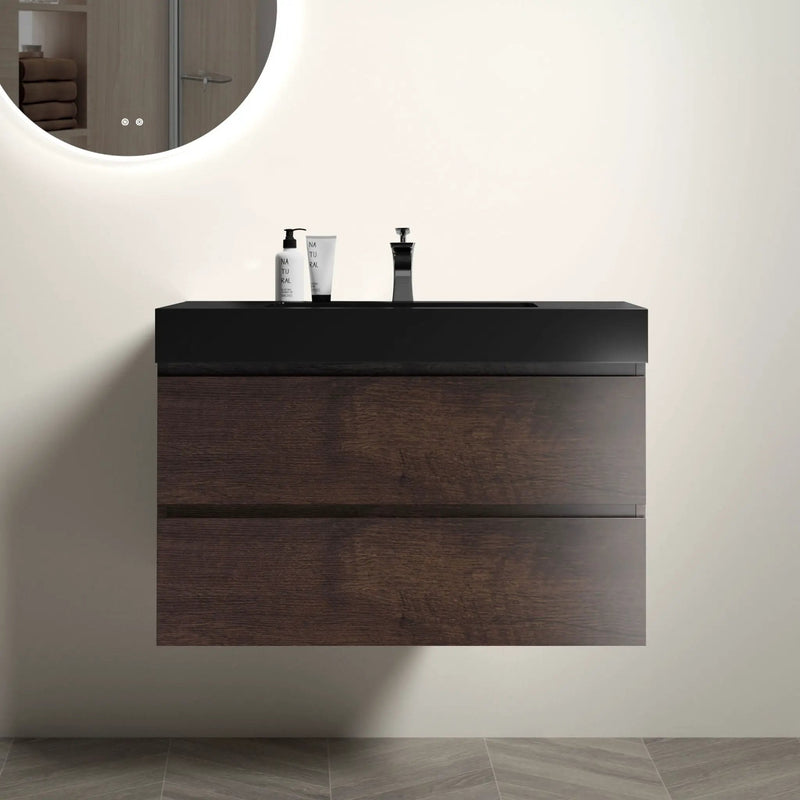 Alice - Bathroom Vanity Wall Mounted With Sink, Large Storage Floating Bathroom Vanity For Modern Bathroom, One-Piece Sink Basin Without Drain And Faucet by HouseOfZazla