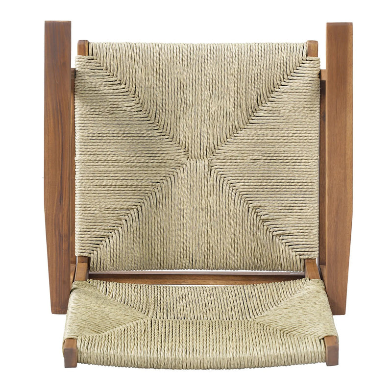 5-Piece Outdoor Dining Set: Teak Finish Round Acacia Wood Table & 4 Wicker Armchairs by HouseOfZazla