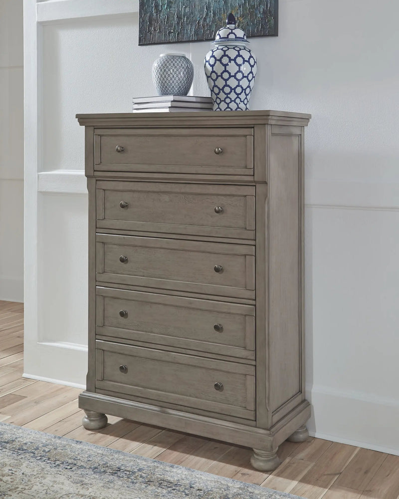 Lettner - Five Drawer Chest - 2-handles - Light Gray by Unique Piece Furniture