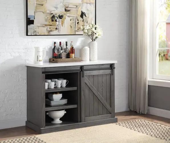 Gauri - Kitchen Island - Marble Top Top & Gray Oak by Unique Piece Furniture