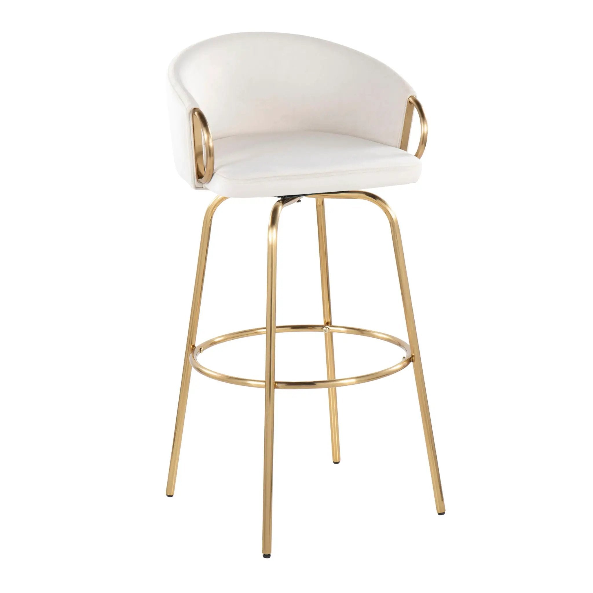 Claire - Contemporary / Glam Fixed Height Bar Stool (Set of 2) Round Footrest (Set of 2) by Unique Piece Furniture
