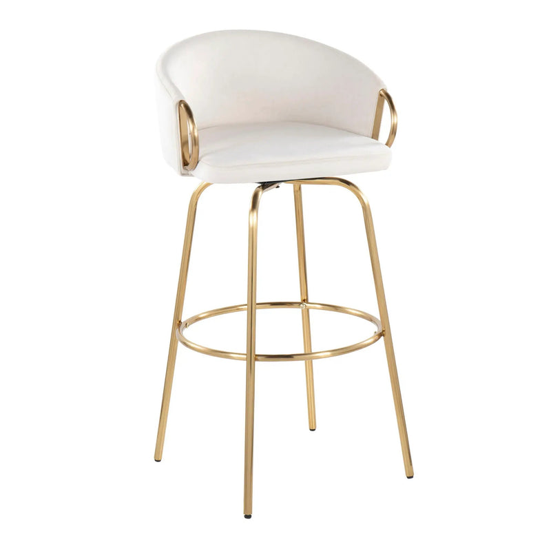Claire - Contemporary / Glam Fixed Height Bar Stool (Set of 2) Round Footrest (Set of 2) by HouseOfZazla