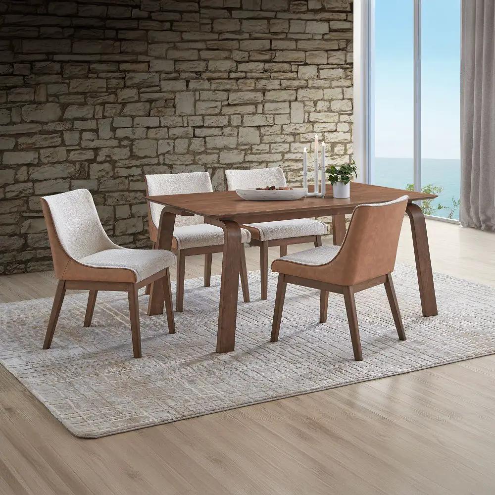 Ginny - Side Chair (Set of 2) - White Boucle, Brown Velvet & Walnut by Unique Piece Furniture