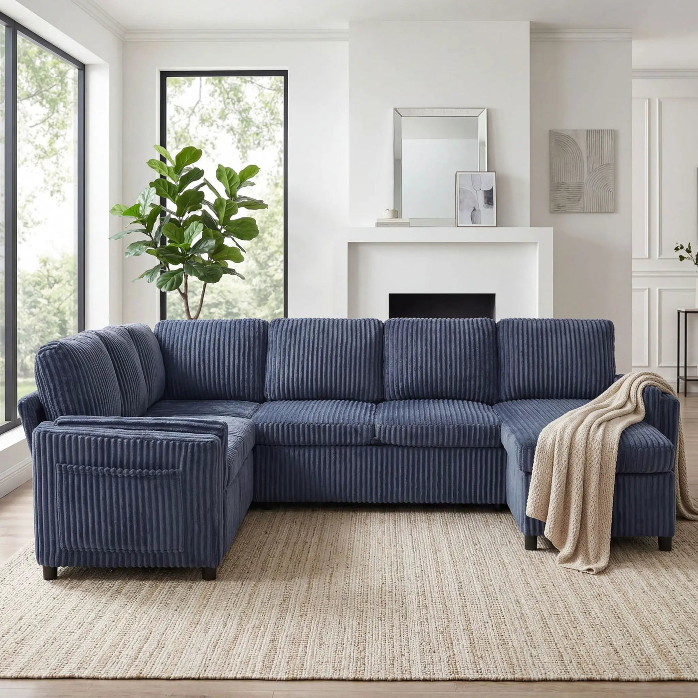 Convertible U-Shaped Sectional Sofa Bed With USB Ports And Storage by HouseOfZazla