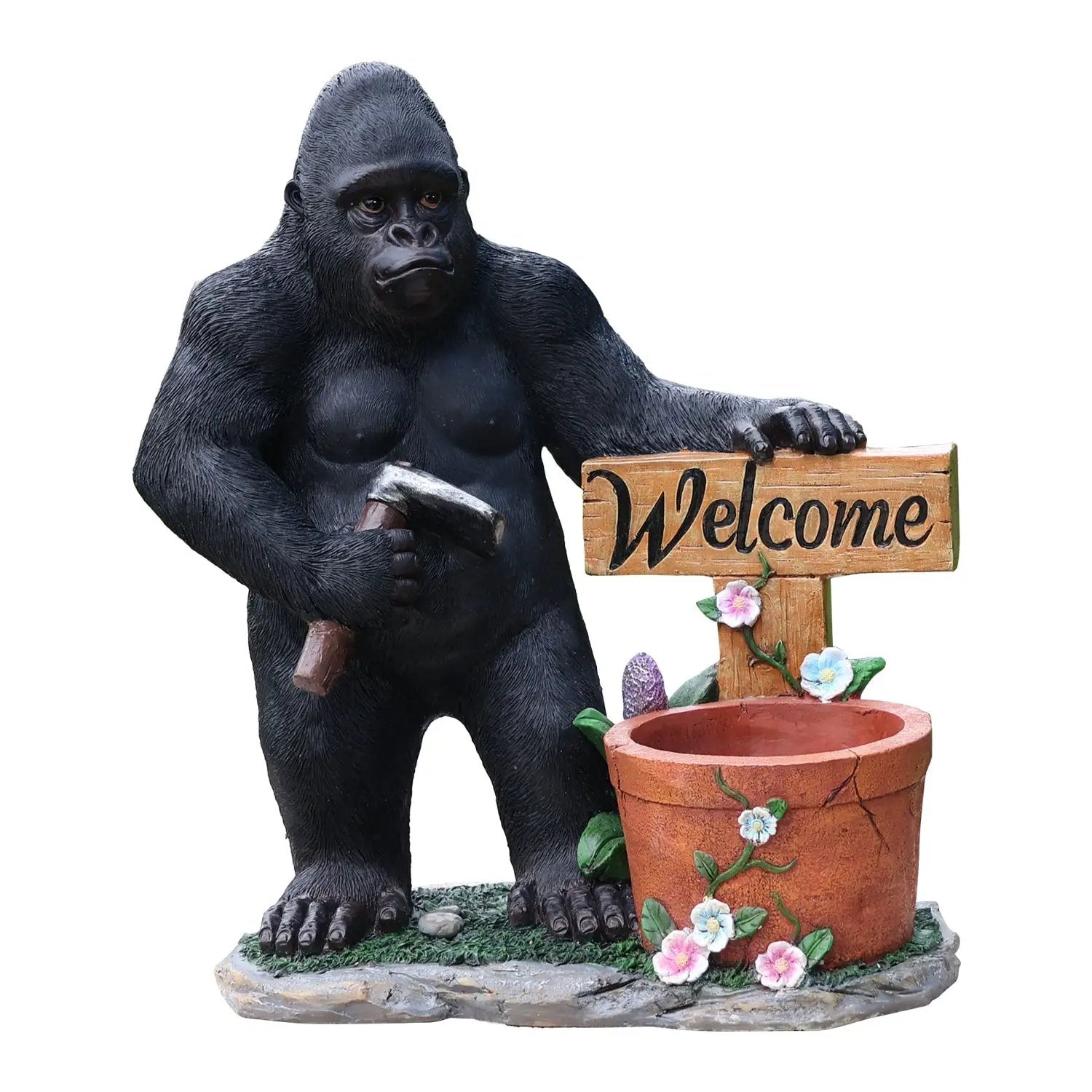 Outdoor Garden Sculpture Chimpanzees Flower Pot Planter by HouseOfZazla