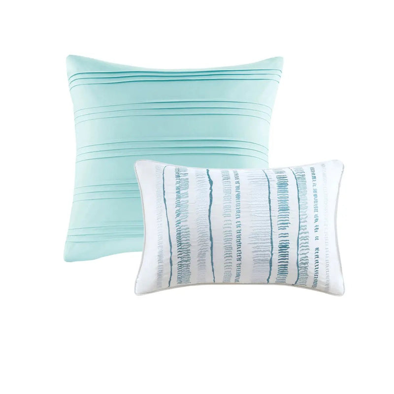 8 Piece Printed Seersucker Comforter and Quilt Set Collection Aqua King/Cal King by HouseOfZazla