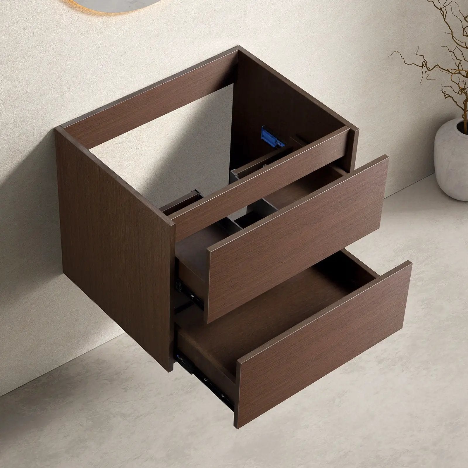 Wall-Mounted Bathroom Vanity, Soft-Close Drawer, Premium Slides - Black Brown by Unique Piece Furniture