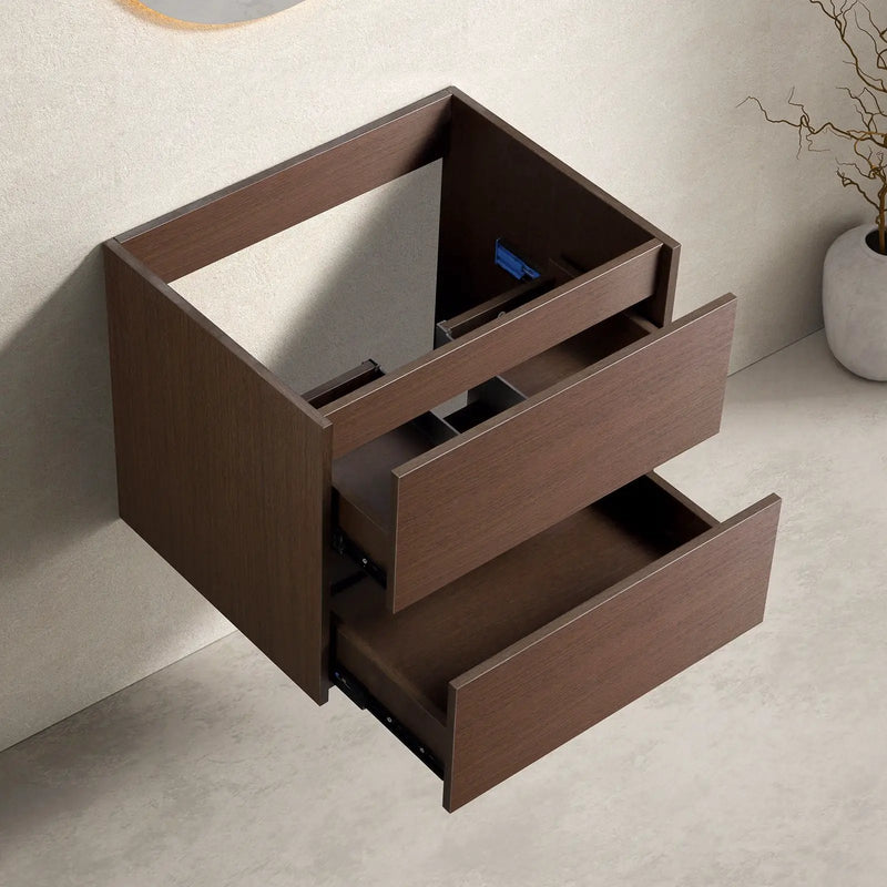 Wall-Mounted Bathroom Vanity, Soft-Close Drawer, Premium Slides - Black Brown by Unique Piece Furniture