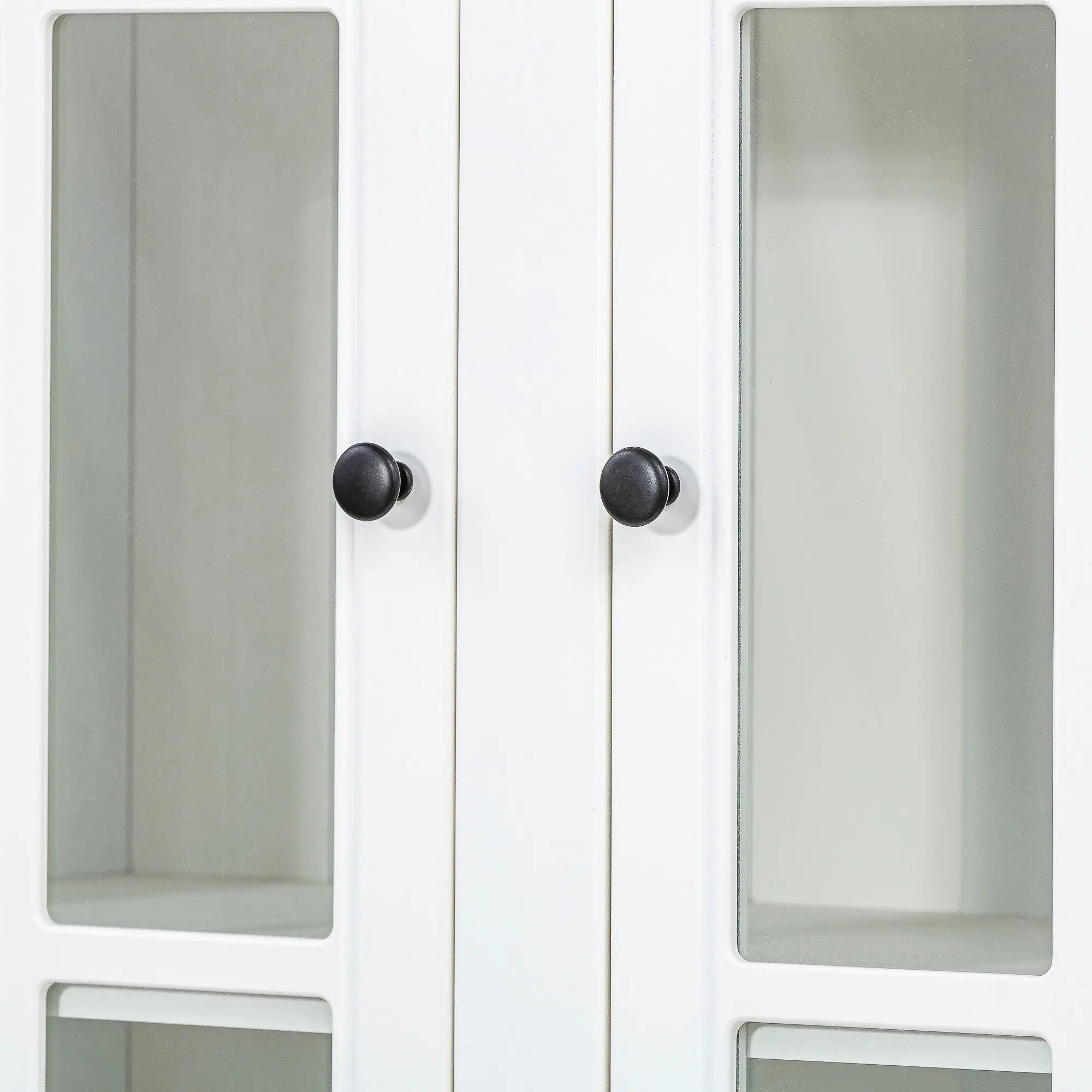 Retro Style Wall Suit With Glass Doors, 75.25" Tall Display Cabinets & Triangle Sided Bookshelves - White by HouseOfZazla