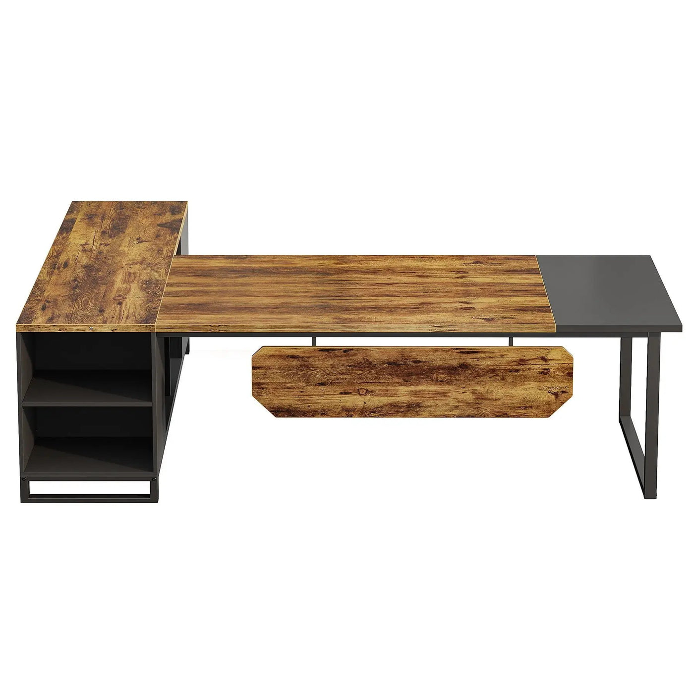 L-Shaped Executive Desk With File Cabinet, Computer Workstation With Storage by HouseOfZazla