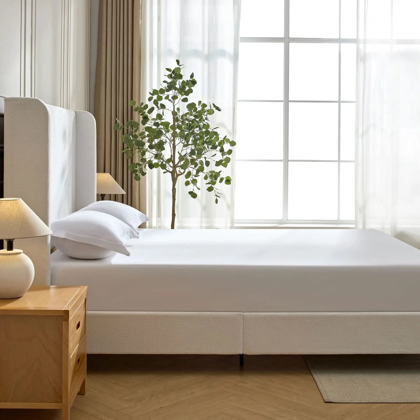 Harper - Tall Headboard Upholstered Bed / High Headboard / Elegant Simplicity / No Box Spring Needed by HouseOfZazla