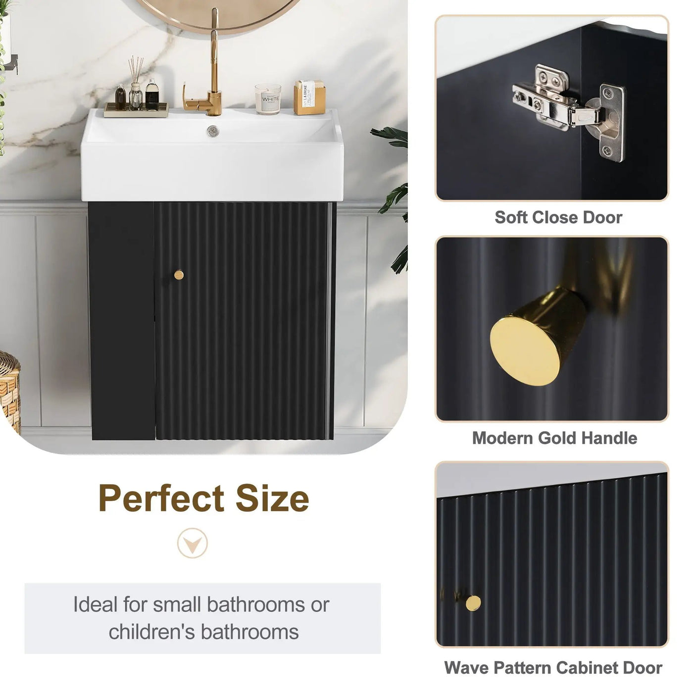 Modern Floating Bathroom Vanity With Ceramic Basin Perfect For Small Bathrooms by Unique Piece Furniture