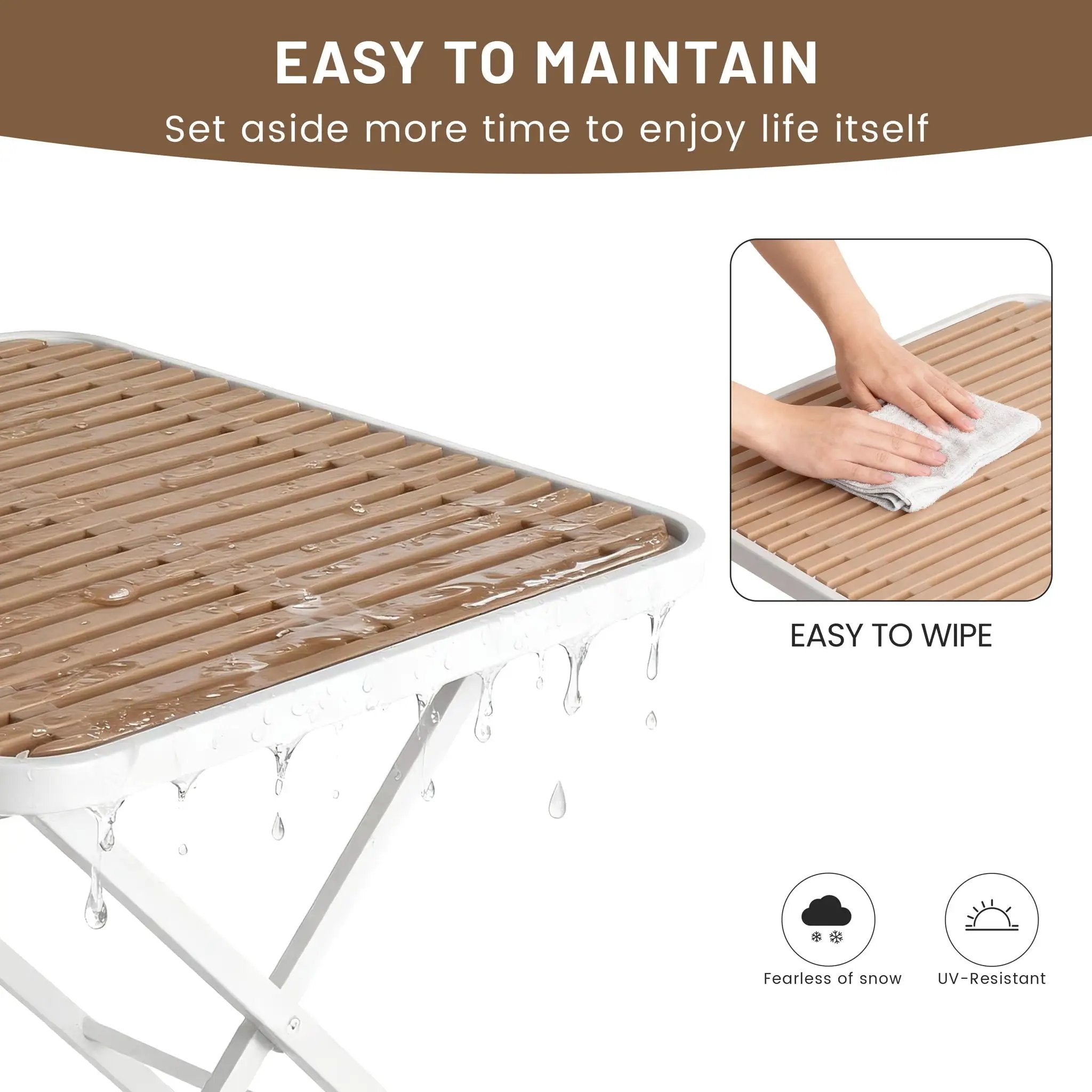 Modern Folding Square Table, Water Proof And Wear Resistant - Apricot / White by HouseOfZazla