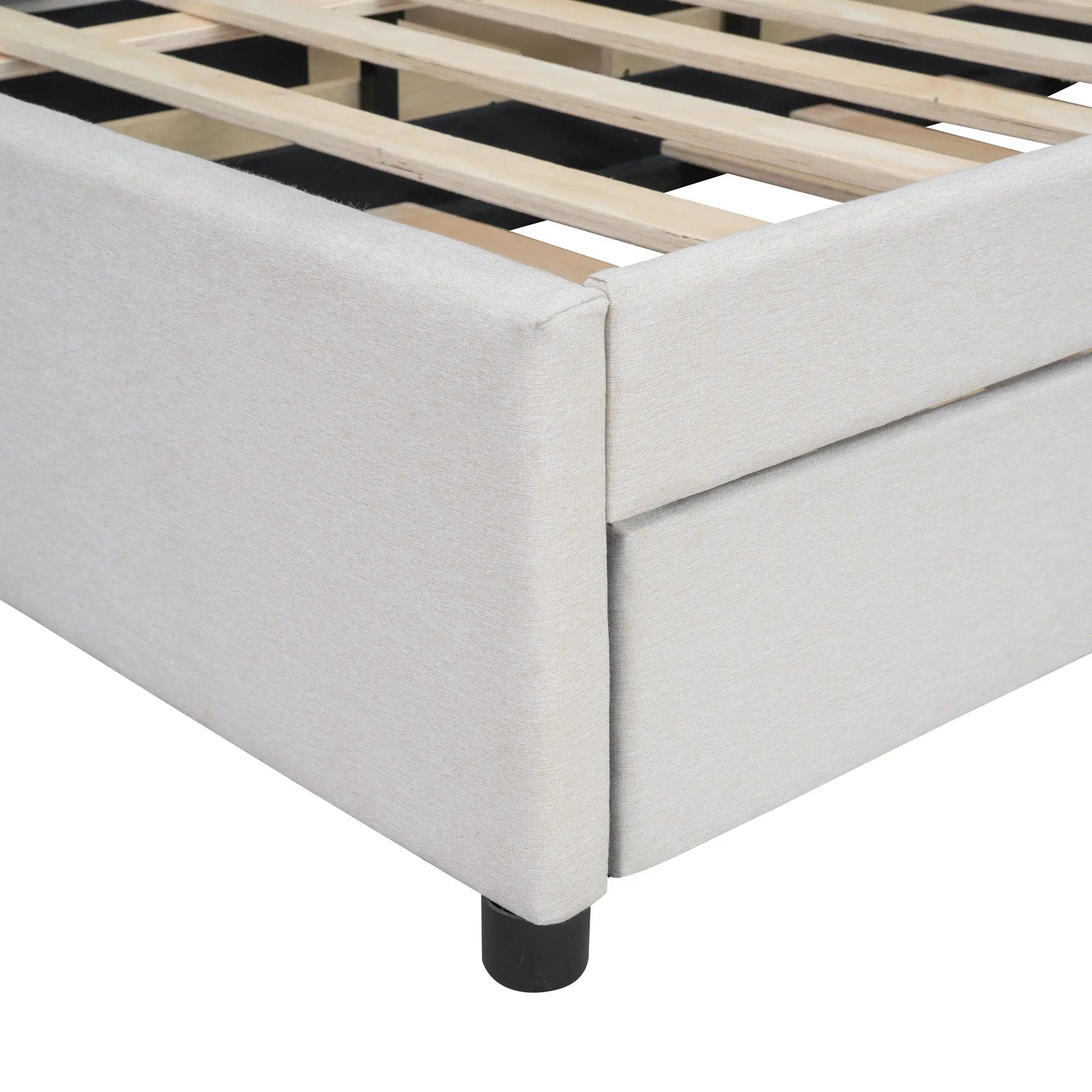 Upholstered Platform Bed With Brick Pattern Headboard And Twin Long Size Trundle by HouseOfZazla
