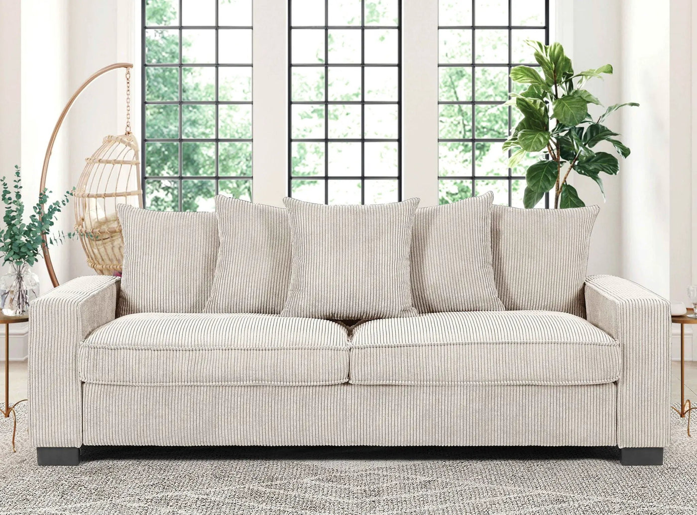 Luxe Sofa With 5 Matching Toss Pillows, Sleek Design, Spacious And Comfortable 3 Seater Couch by Unique Piece Furniture