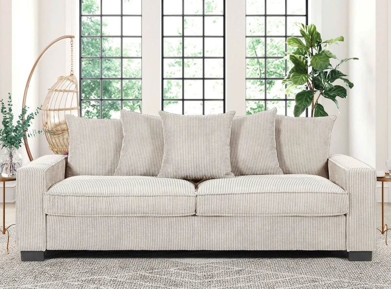 Luxe Sofa With 5 Matching Toss Pillows, Sleek Design, Spacious And Comfortable 3 Seater Couch by Unique Piece Furniture