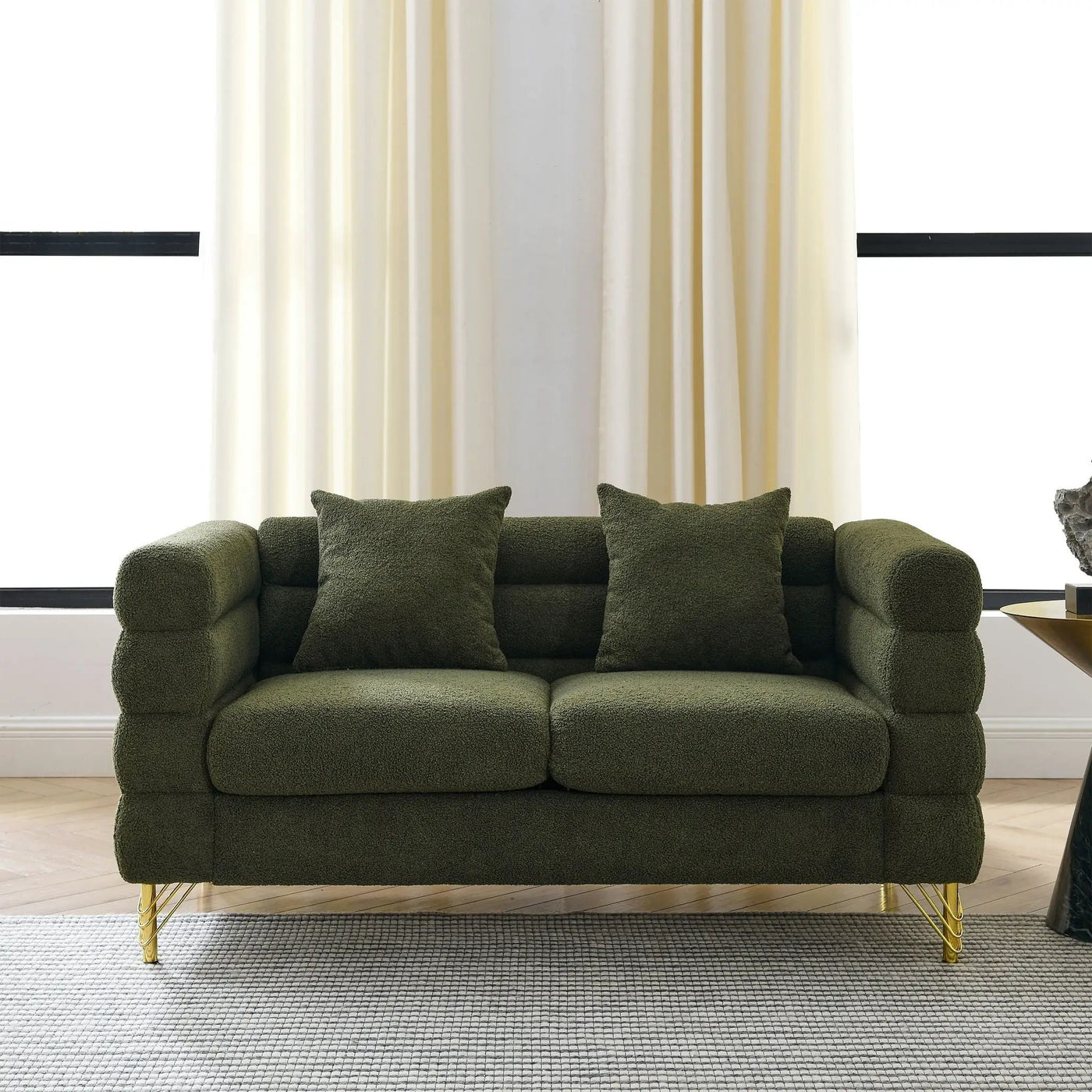 Oversized 2 Seater Sectional Sofa With Deep Seating And 2 Pillows by HouseOfZazla