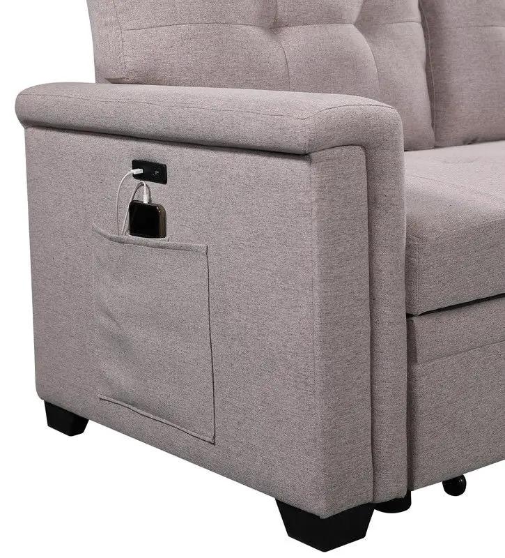Ashlyn - Reversible Sleeper Sectional Sofa With Storage Chaise, USB Charging Ports And Pocket by HouseOfZazla