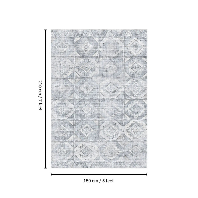 Toucan - 5' X 7' Washable Non - Slip Area Rug - Silver by HouseOfZazla