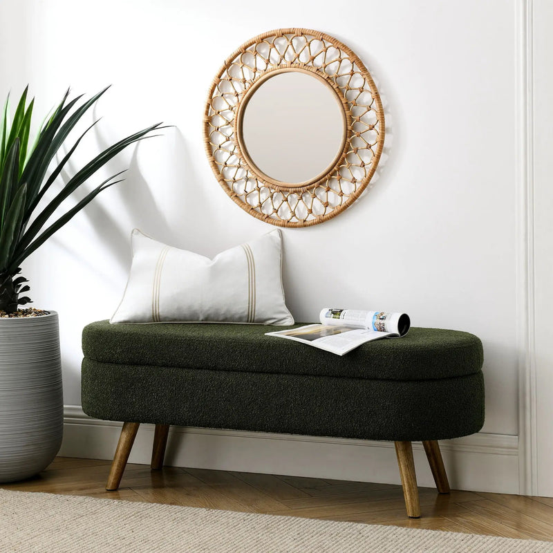 Ottoman Oval Storage Bench With Rubber Wood Legs by Unique Piece Furniture