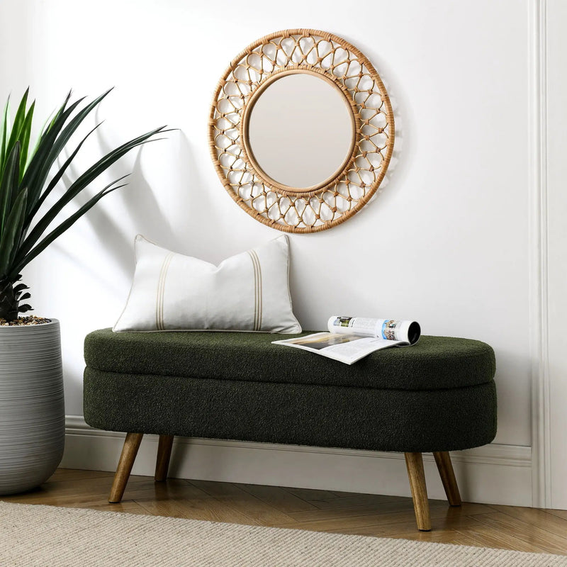 Ottoman Oval Storage Bench with Rubber Wood Legs by HouseOfZazla